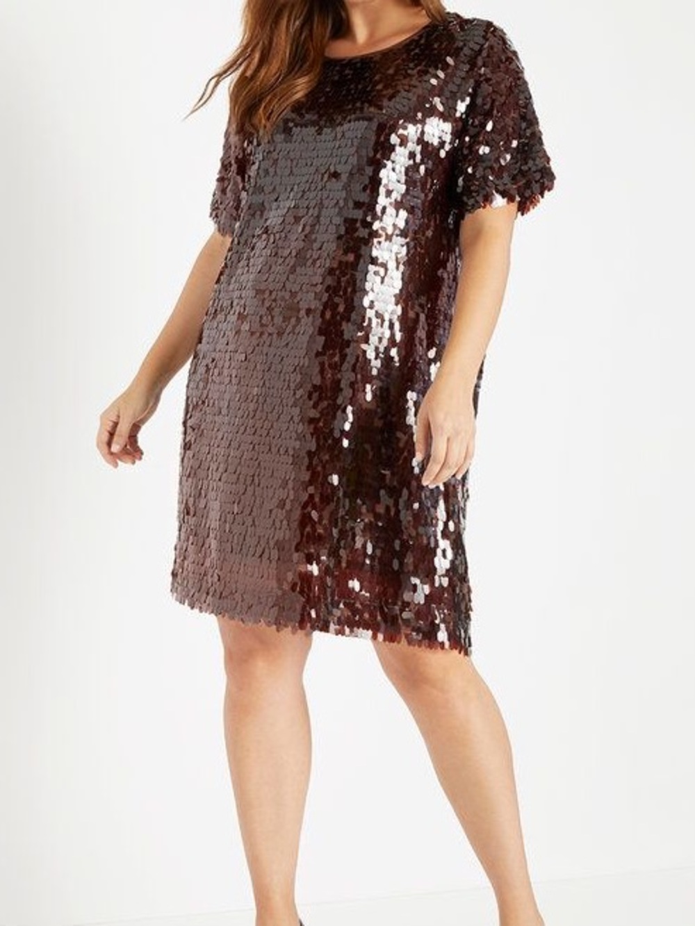 Eloquii Metallic Bronze (Chocolate)Sequin Shift Dress